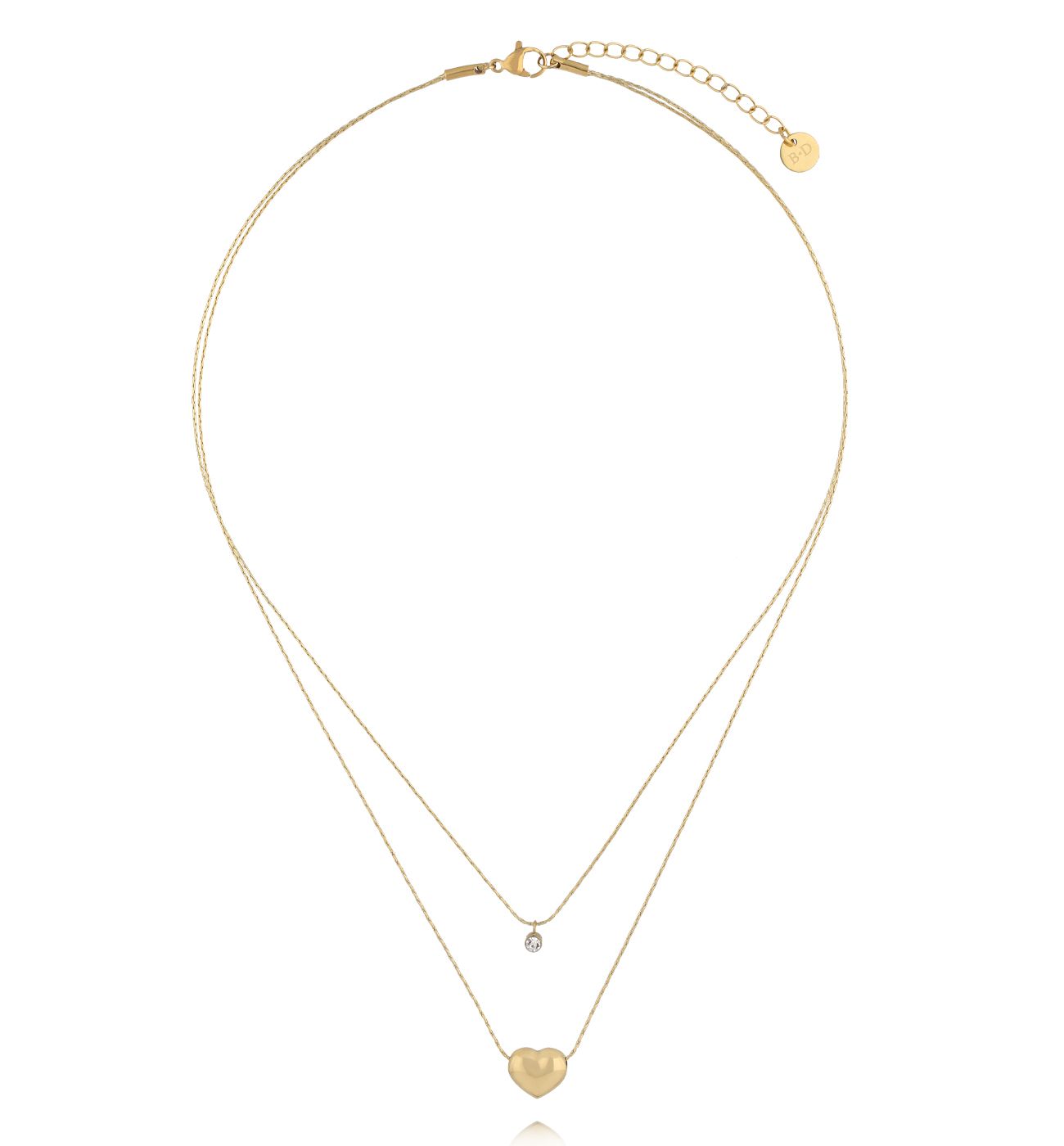 Naszyjnik z sercem i cyrkonią podwójny NSY0844 - By Dziubeka