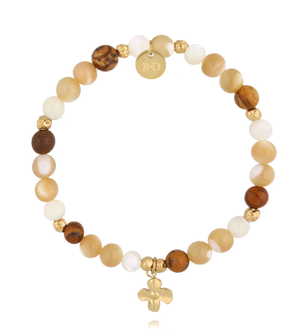 Bransoletka w odcieniach miodu z zawieszką w kształcie kwiatka BMMH4021