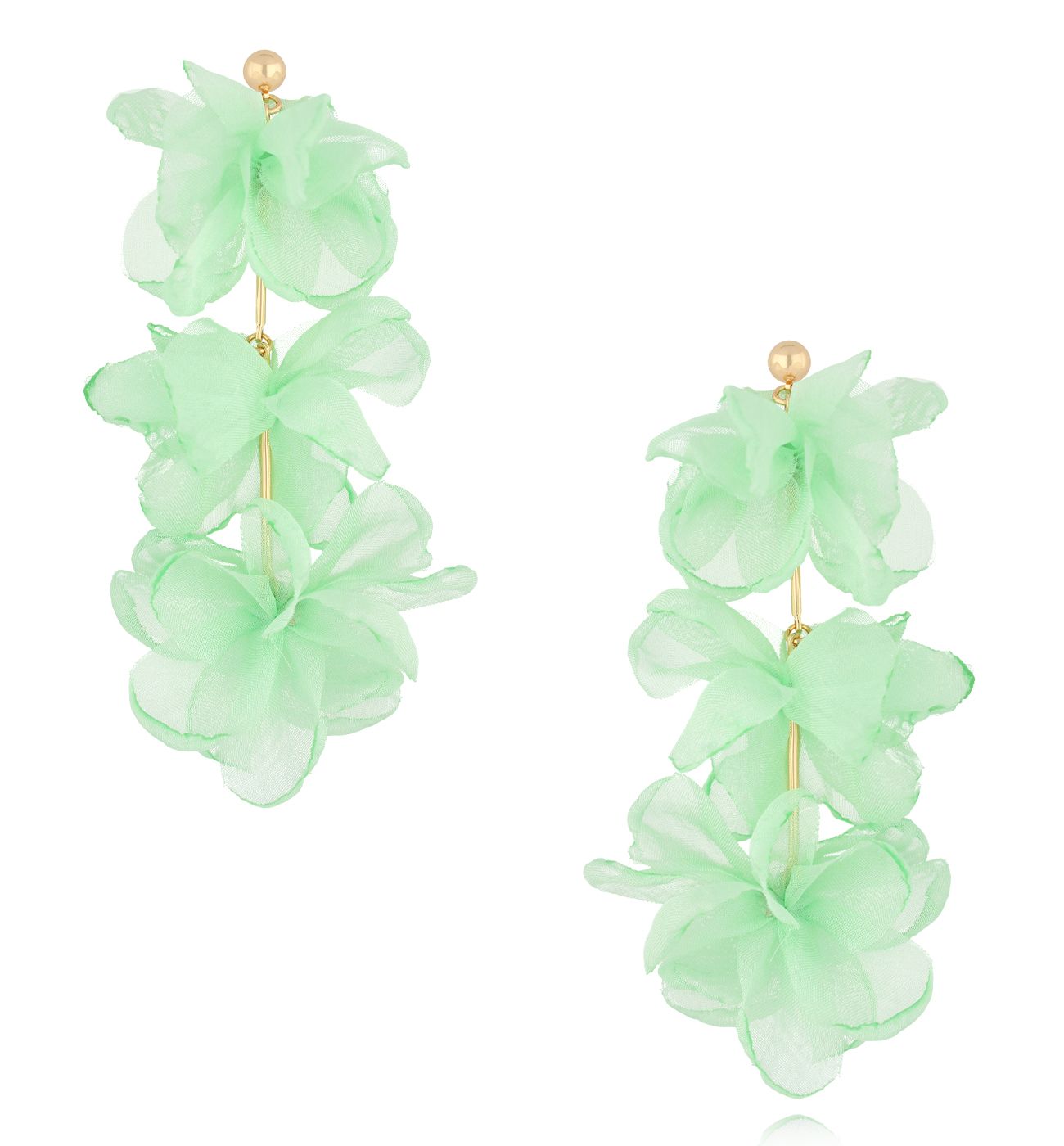 Kolczyki miętowe długie materiałowe KBL1991