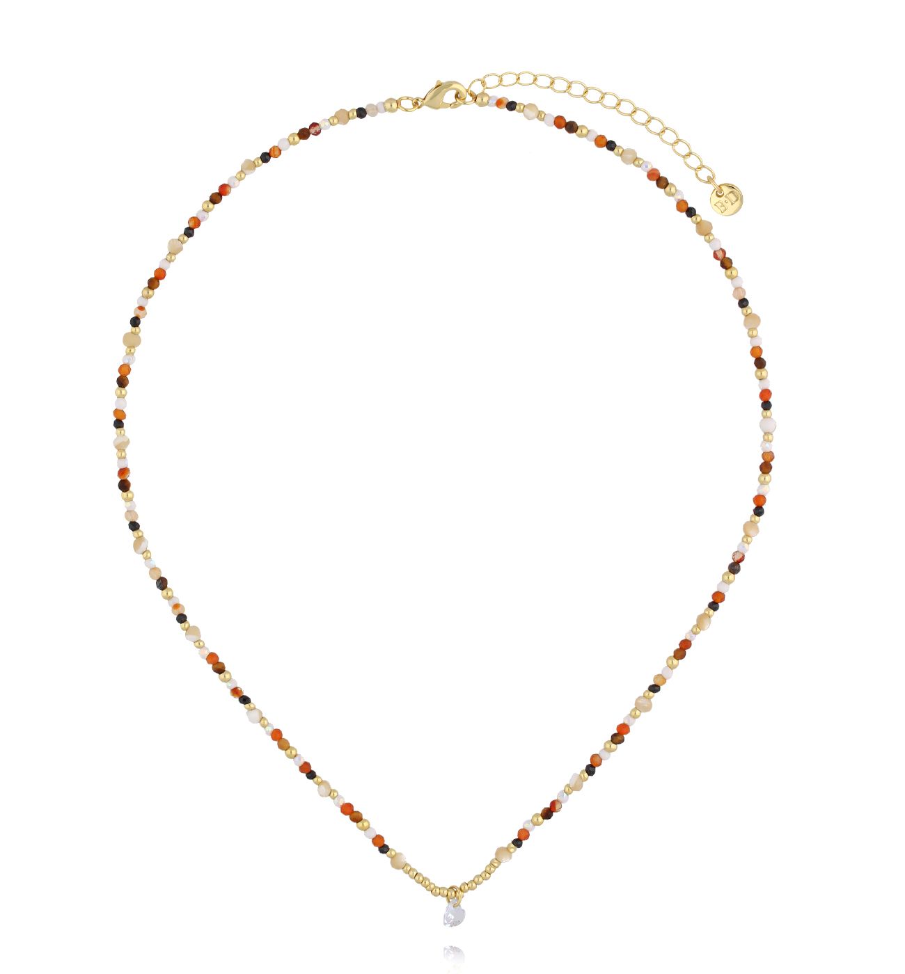 Naszyjnik brązowo beżowy z sercem - By Dziubeka