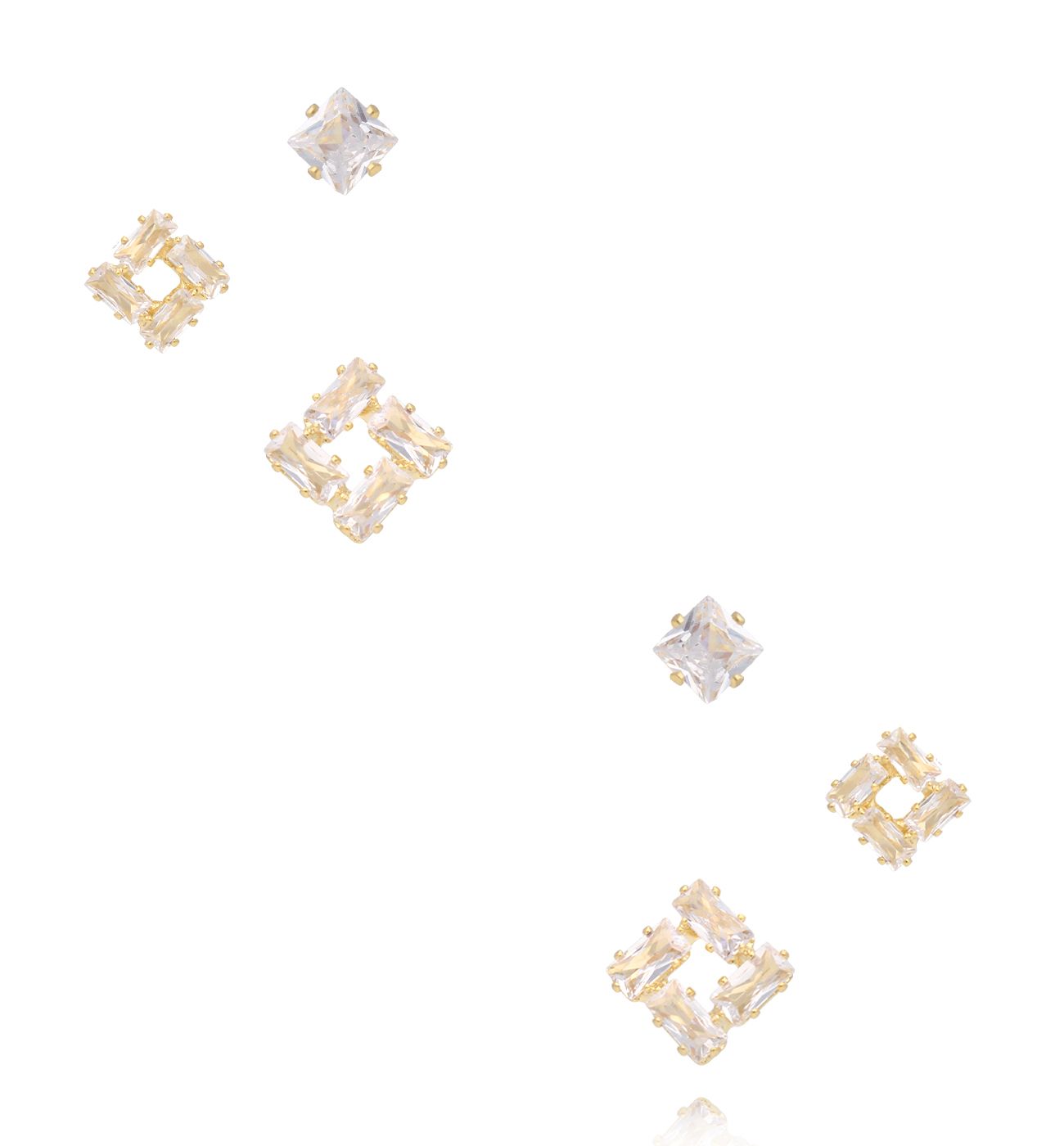 Zestaw kolczyków z geometrycznymi kryształami KMB0053 - By Dziubeka
