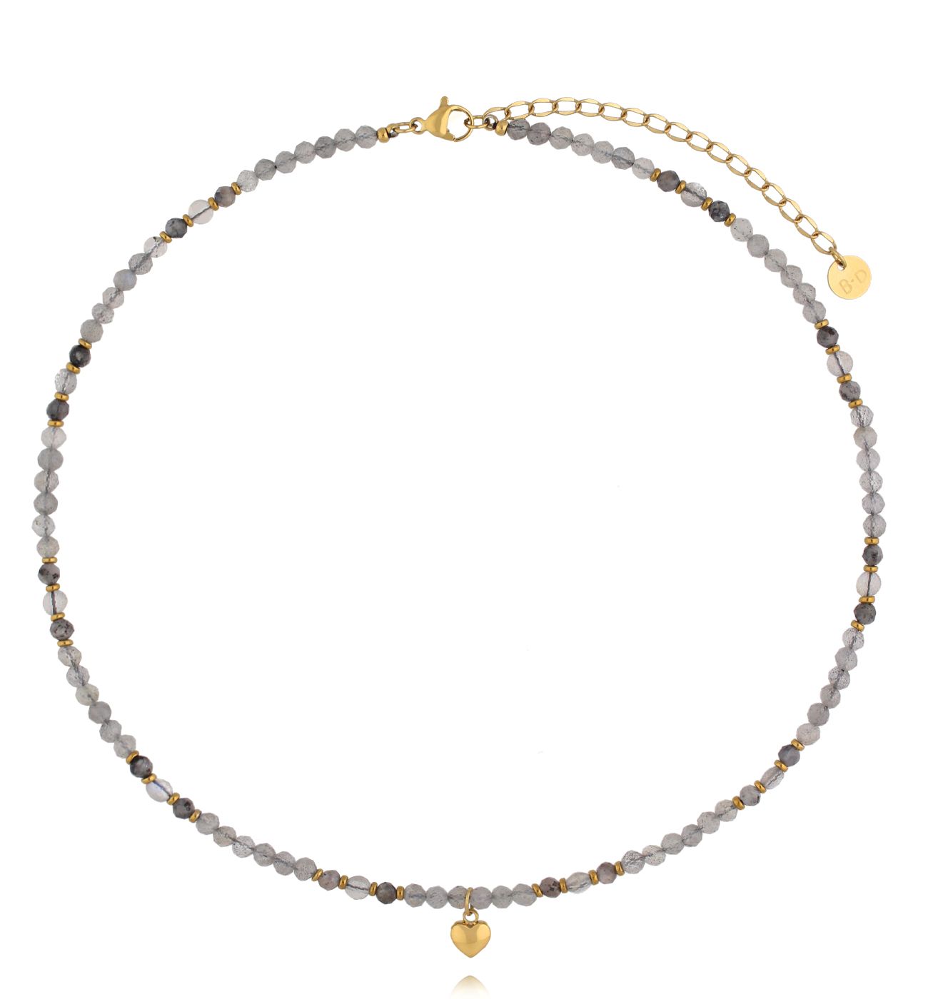 Naszyjnik z labradorytami i sercem - By Dziubeka