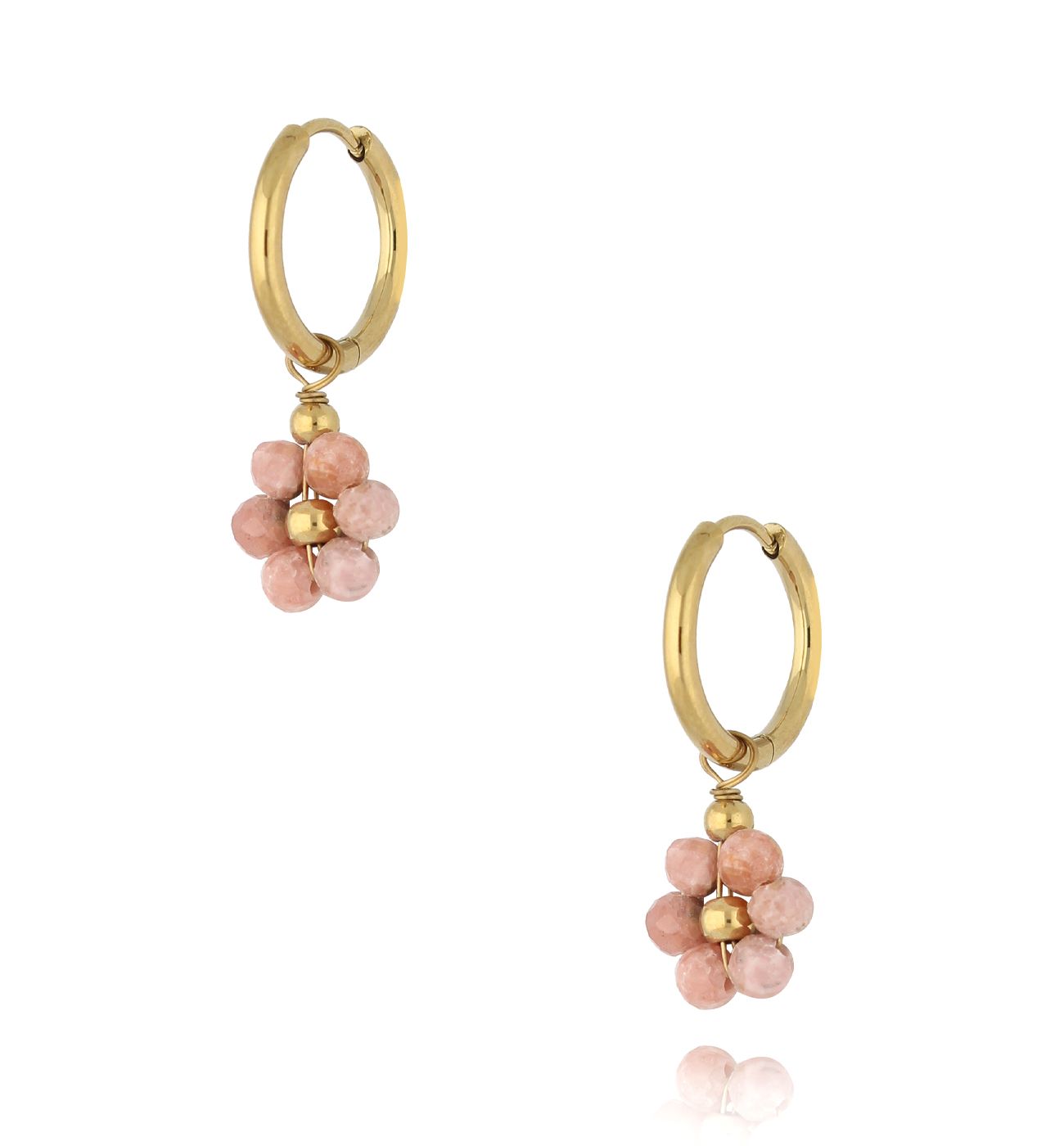 Kolczyki kwiatuszki z rodonitami - By Dziubeka