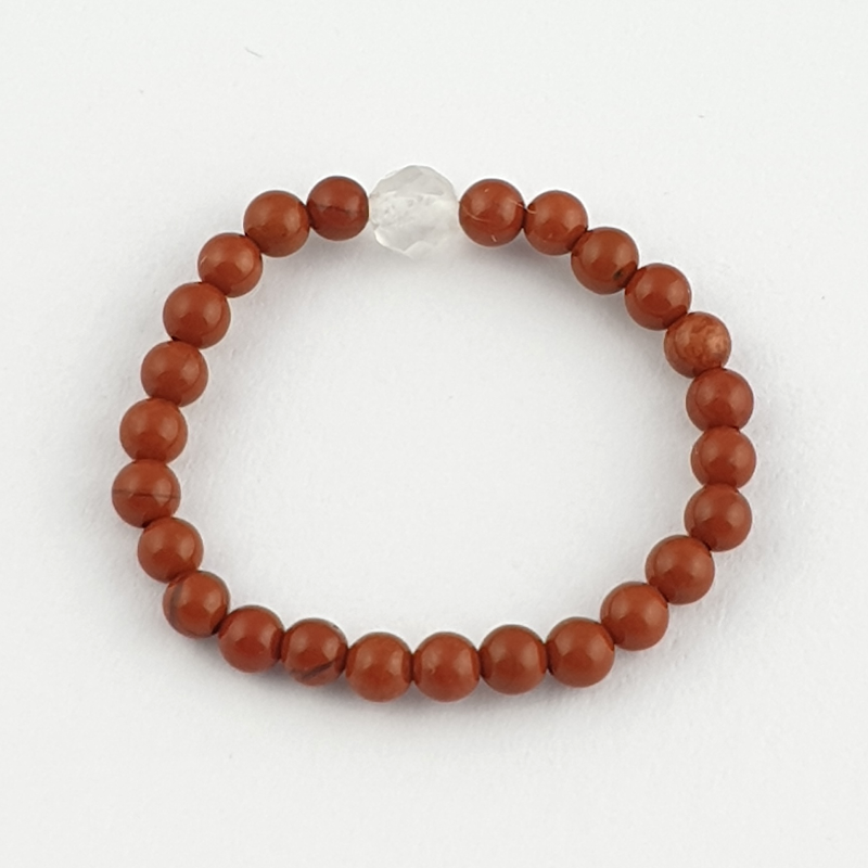 Pierścionek elastyczny - Jaspis czerwony z kryształem górskim