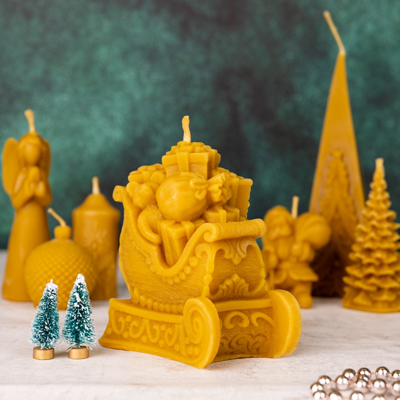 Świece zimowe Sanie z prezentami