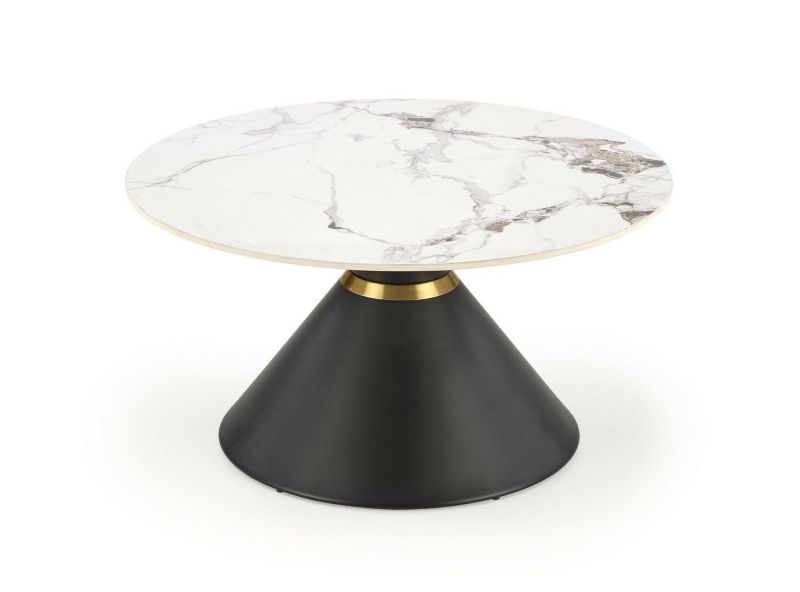 Stolik kawowy Javin M okrągły INTESI biały marmur nowoczesny glamour do salonu 80 cm 1 szt.