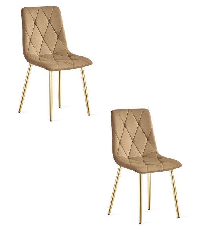 Krzesło EDANTI, brązowy aksamit, nogi kolor złoty 2 szt.