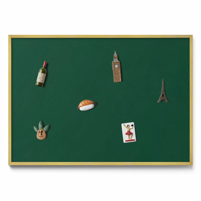 Tablica na magnesy Tulup 100x70 cm Kolor ciemnozielony w złotej ramie 1 szt.