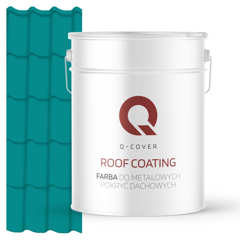 Farba do Metalowych Pokryć Dachowych Q-Cover Niebieski turkusowy RAL5018 Półmat 10L
