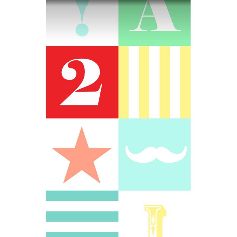 Tapeta XXL ESTAhome Bloki zielonym,niebieskim,żółtym,czerwonymIróżowym 50 x 900 cm - 1 rol.