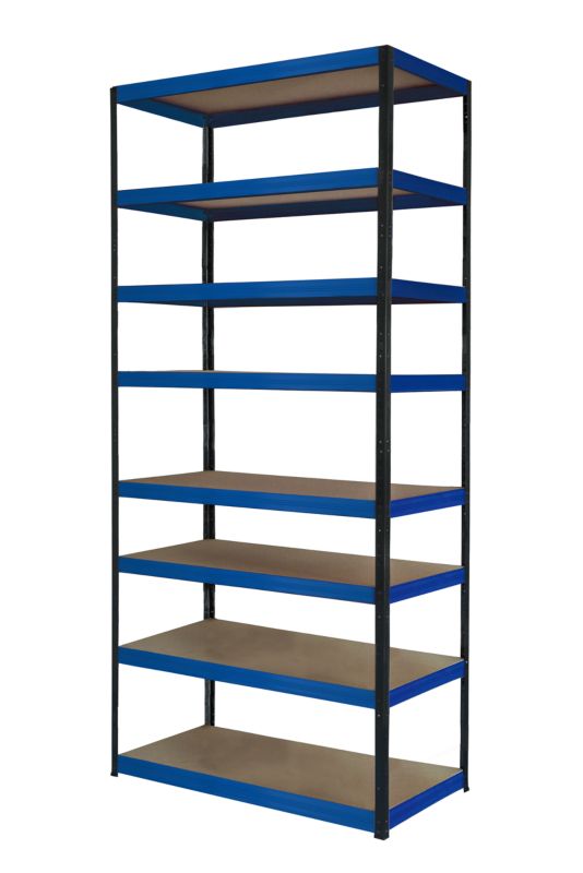 Regał metalowy MODO24 magazynowy czarno-niebieski helios 270x100x45cm 8 półek po 350 kg 1 szt.