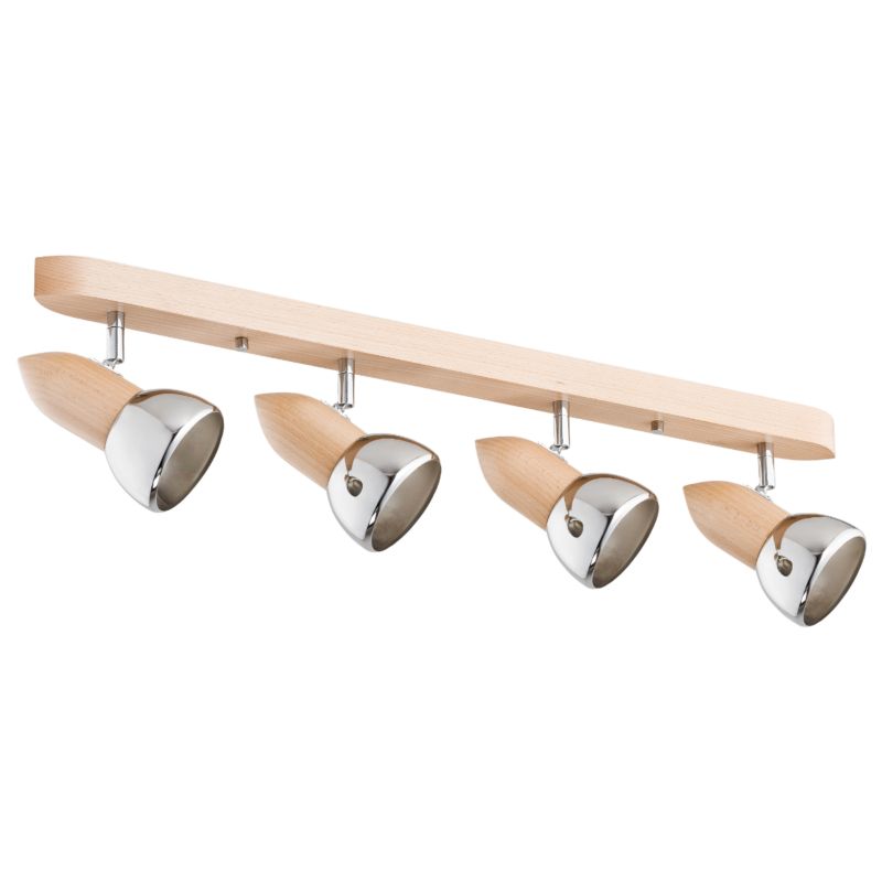 Reflektor sufitowy chromowane elementy Alfa SPARK jasne drewno 4xE27x15W IP20 wym:16,5x75x9cm - 1 szt.