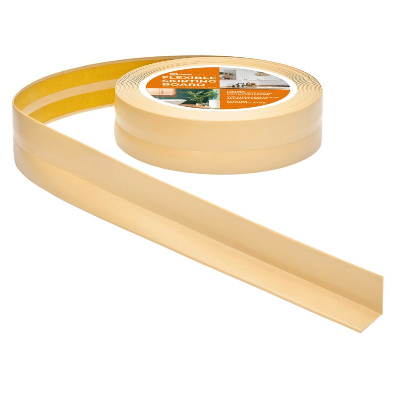 Listwa wykończeniowa QUEST PCV 18x18 mm, Samoprzylepna Elastyczna Miękka Taśma Dekoracyjna - krem, 10m