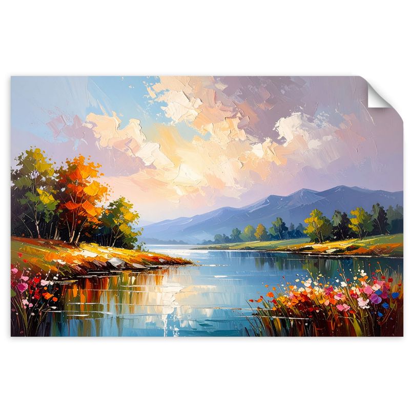 Naklejka samoprzylepna Feeby Rzeka Drzewa Krajobraz 120x80cm 1szt