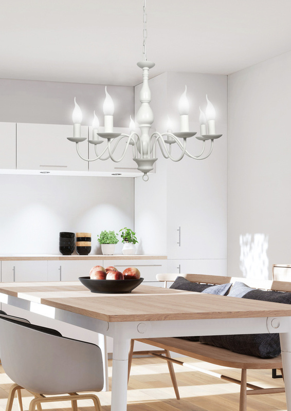 Kremowy żyrandol sufitowy 8xE14 do salonu BACOLI rustykalny metal