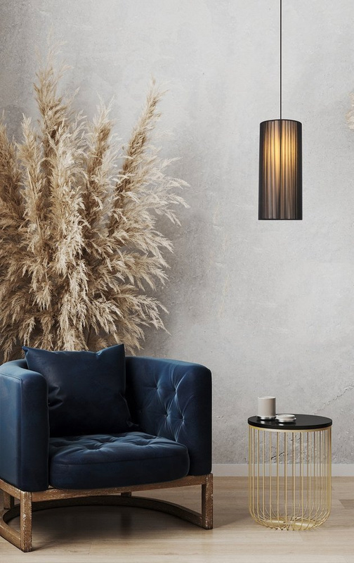 Czarna drewniana lampa wisząca regulowana do salonu KIOTO 18 cm