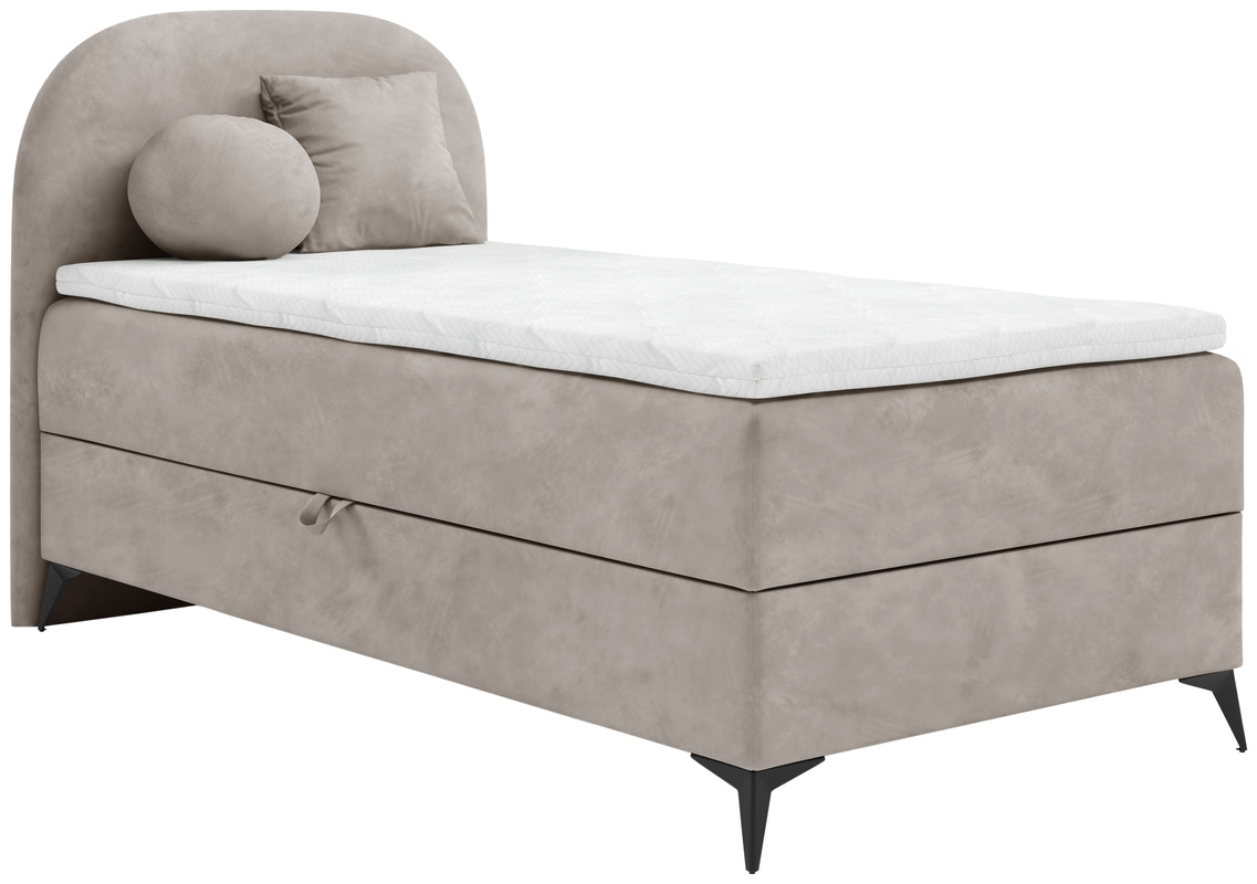 Kontynentalne łóżko 80x200 cm dla dzieci z pojemnikiem tapicerowane SERENO