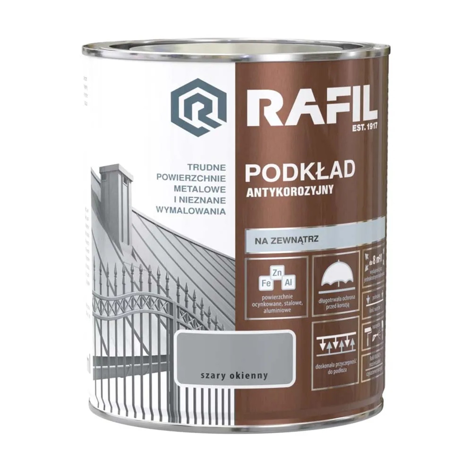 Podkład Rafil antykorozyjny szary okienny 0,75L