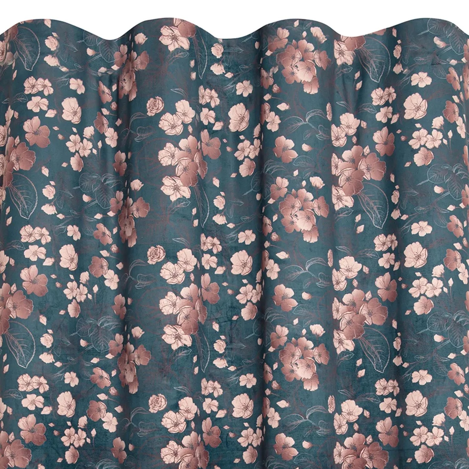 Zasłona PRUNILLE na szelkach 135 x 280 kwiaty na zielonym tle