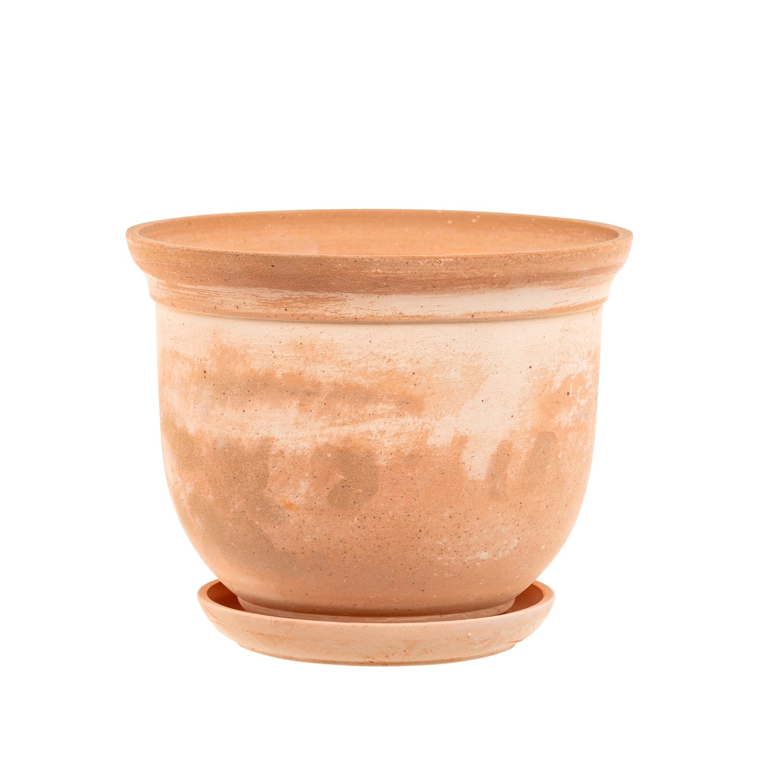 Donica z podstawką Grecka terrakota z bielą - 20 cm