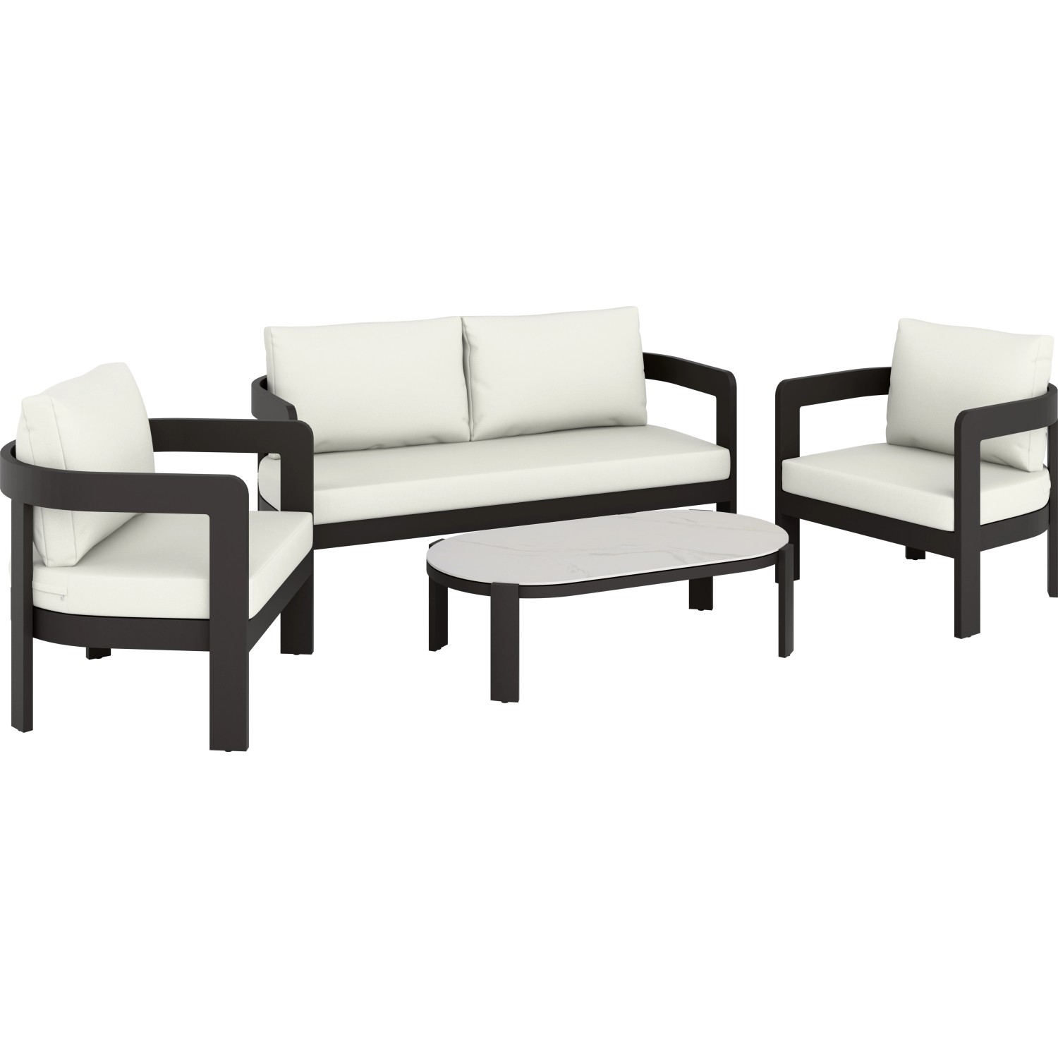 Komplet mebli wypoczynkowych SORRENO biały/antracyt 4-częściowy