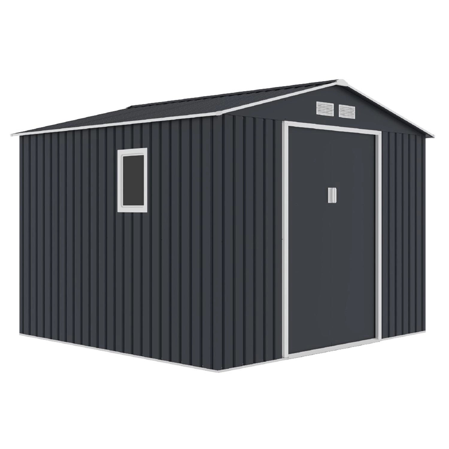 Domek ogrodowy metalowy antracyt - 277 x 319 cm, wys. 212 cm