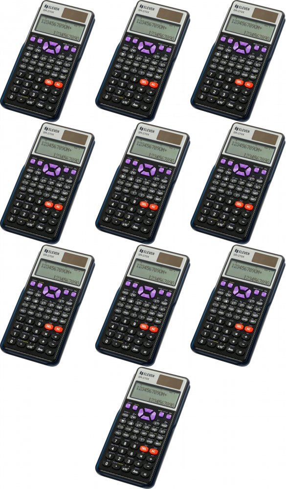 10x Kalkulator naukowy Eleven SR270X, wyświetlacz dotmatrix, 417 funkcji, czarny
