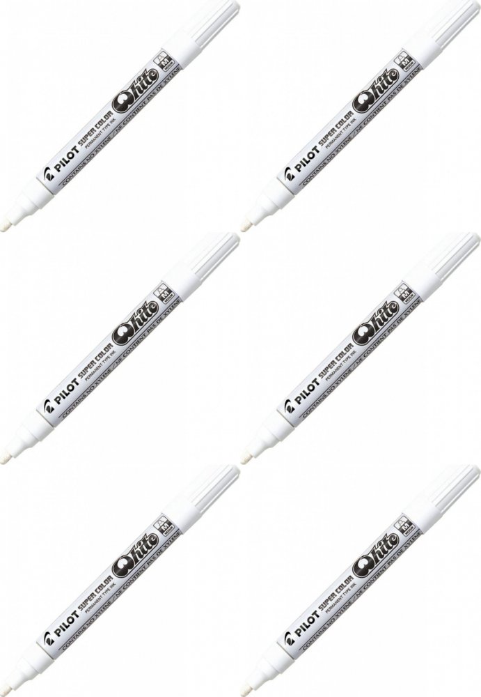 6x Marker olejowy Pilot Super Color M, okrągła, 4.5mm, biały