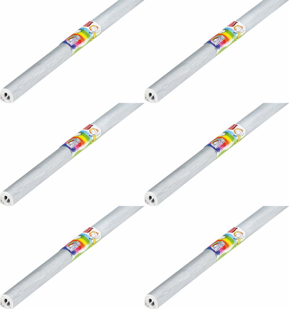 6x Bibuła marszczona Fiorello, 200x50cm, 10 sztuk, srebrny