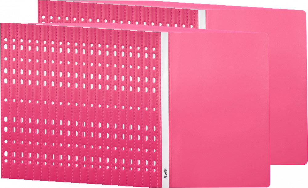 40x Skoroszyty plastikowy oczkowy Bantex Budget EVO, A4, do 200 kartek, różowy