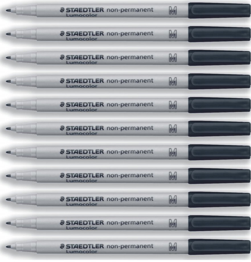 10x Foliopis zmywalny Staedtler Lumocolor, okrągła, 0.8-1 mm, czarny