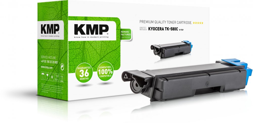 Toner KMP K-T49 (TK-580C), 2800 stron, cyan (błękitny)