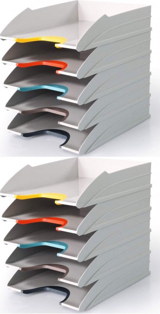 2x Zestaw 5 półek na dokumenty Durable Varicolor, A4, plastikowy, biały