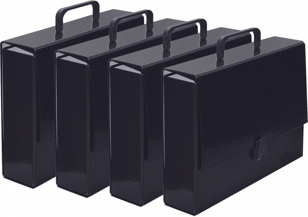 4x Teczka z rączką VauPe Classic II, na klips, A4, 80mm, czarny