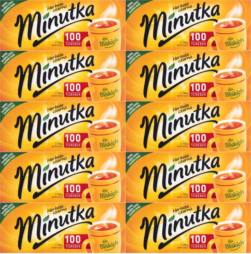 10x Herbata czarna w torebkach Minutka, 100 sztuk x 1.4g