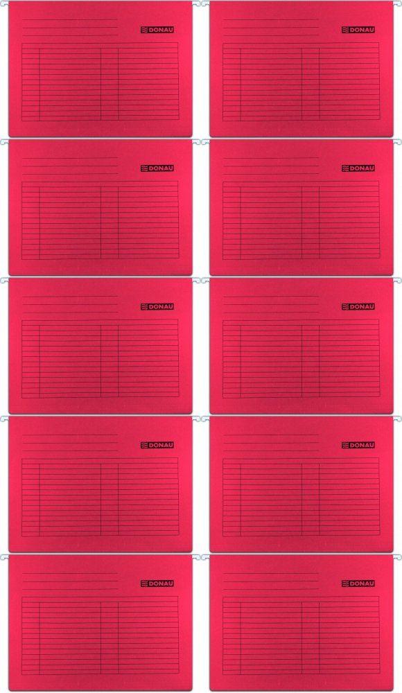 10x Teczka zawieszkowa Donau, A4, 230g/m2, czerwony
