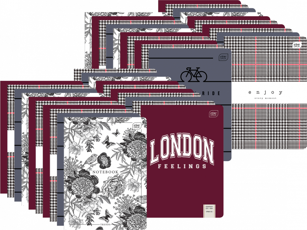 40x Zeszyt w linie Interdruk, A5, miękka oprawa, 96 kartek, mix wzorów