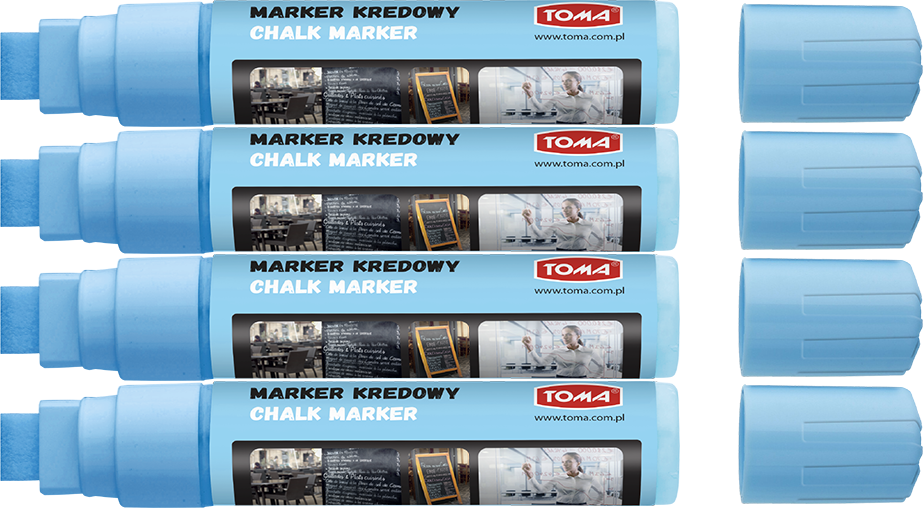 4x Marker kredowy Toma, TO-290, ścięta, 8x15mm, niebieski