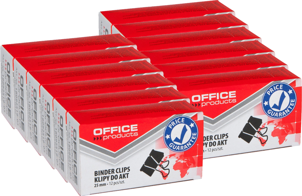 12x Klip biurowy Office Products, 25mm, 12 sztuk, czarny