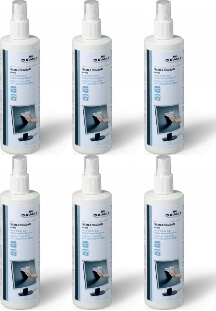 6x Płyn do czyszczenia monitorów Durable Screenclean, 250ml