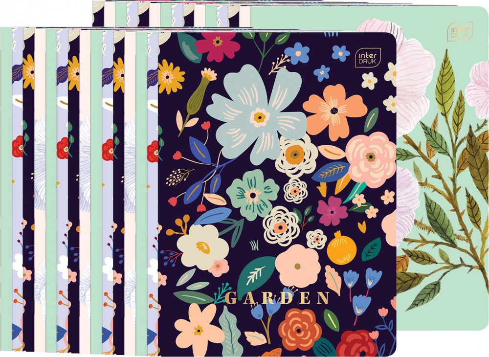30x Zeszyt w kratkę Interdruk HS Garden, A5, 60 kartek, mix wzorów