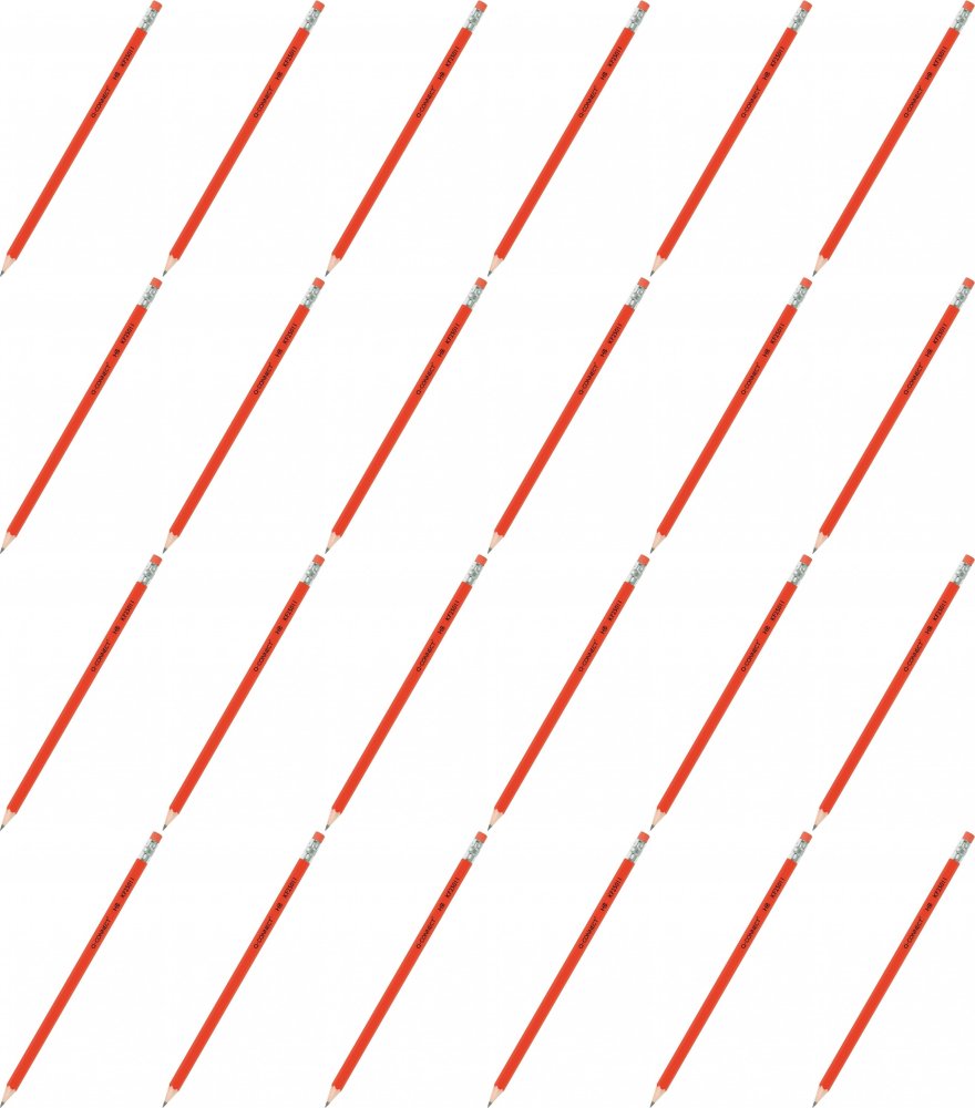 24x Ołówek drewniany Q-connect, HB, z gumką, lakierowany, czerwony