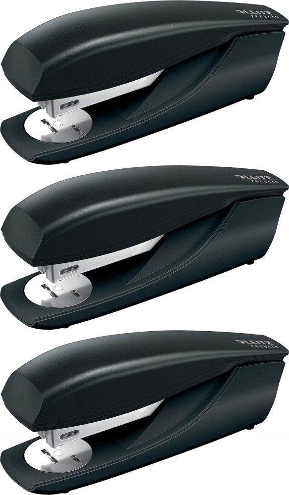 3x Zszywacz Leitz NeXXt Recycle, do 30 kartek, czarny