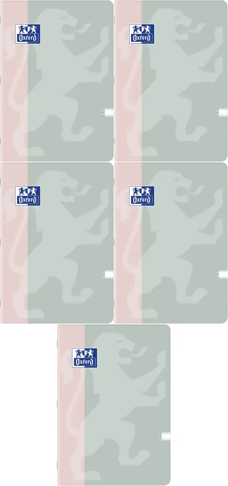 5x Zeszyt w linie Oxford B-Light, A4, 60 kartek, mix kolorów pastelowych