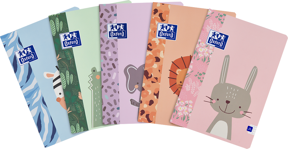 5x Zeszyt w kratkę Oxford Kids, A5, miękka oprawa, 16 kartek, mix wzorów