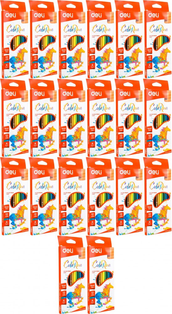 20x Kredki ołówkowe Deli Colorun EC00100, 12 sztuk, mix kolorów