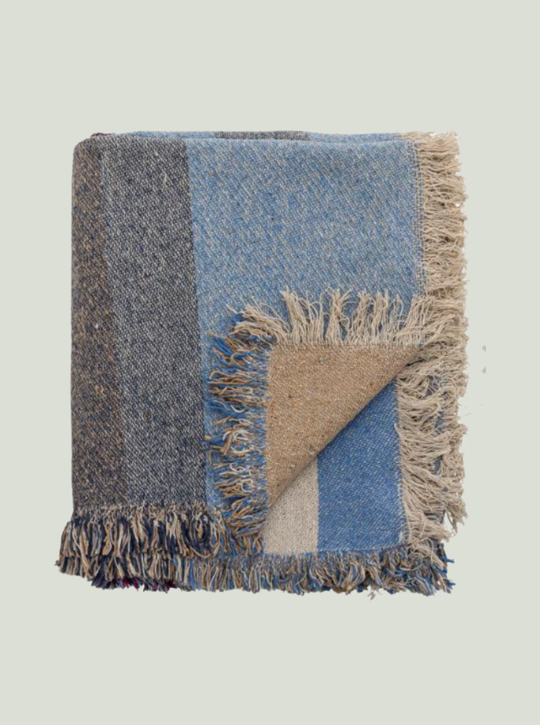 Narzuta Maji Throw, Blue, bawełna z recyklingu Bloomingville