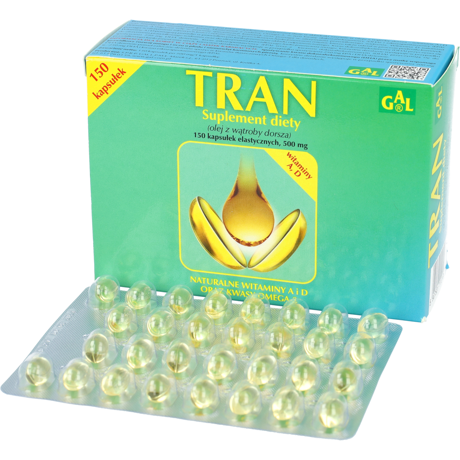 Gal tran z witaminami a+d, 150 kapsułek