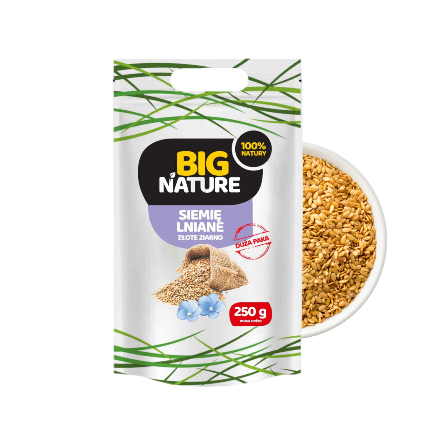 Big nature - siemię lniane złote ziarno, 250 g
