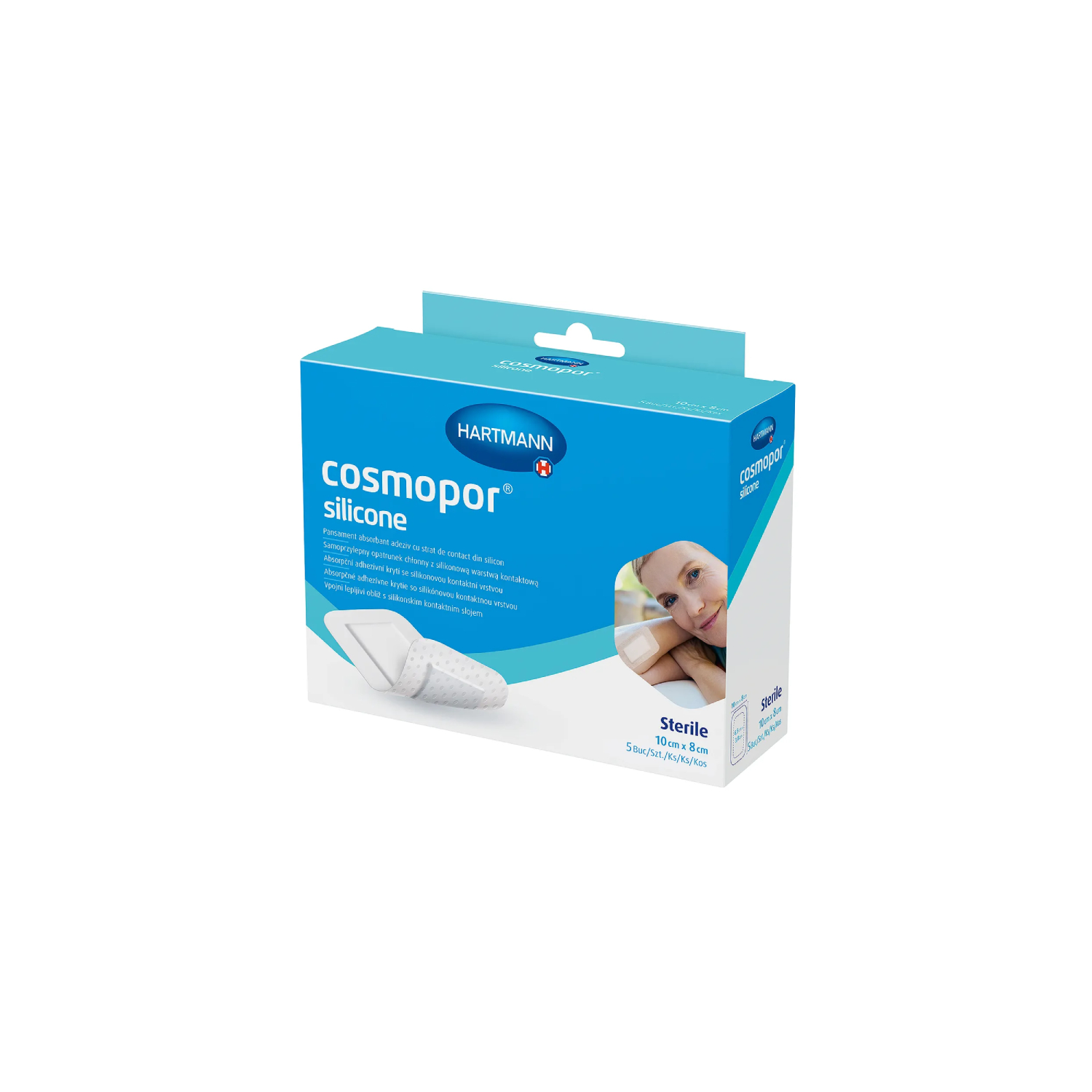 Hartmann - cosmopor silicone, opatrunek chłonny (10 cmx8 cm), 5 sztuk